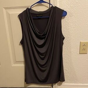 Worthington Charcoal Sleeveless Drape Blouse